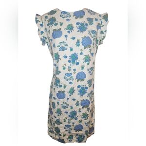 Vintage 1960s Blue Floral Mod Shift Dress Talon Zipper Cottagecore